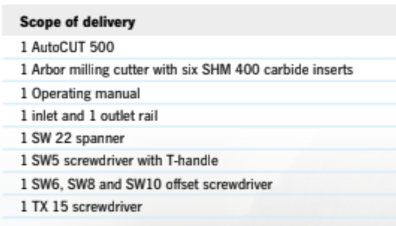 scope of delivery beveling machine